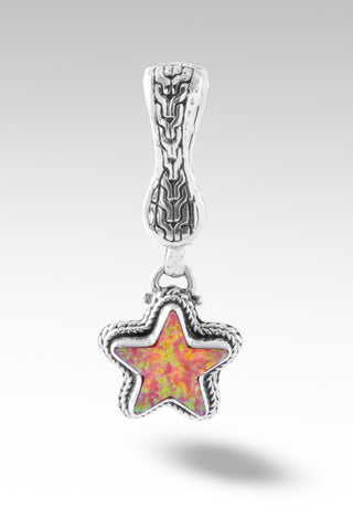 Sterling Silver Chainlink Shooting Star Simualted Opal Pendant With Magentic Enhancer Bail™ Chainlink / Shooting Star Simulated Opal