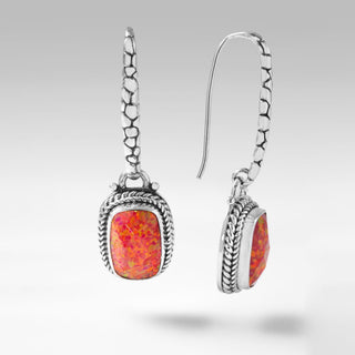 Act With Love Earrings™ in Alizarin Crimson Simulated Opal, Bali Wire - Bali Wire - SARDA™