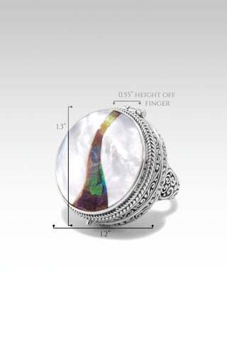Be the Light Locket Ring™ In White Mother of Pearl with Ammolite Inlay Doublet - Statement - SARDA™