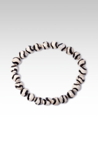Beaded Black and Cream Animal Print Agate Bracelet™ - Stretch Bead Bracelet - SARDA™
