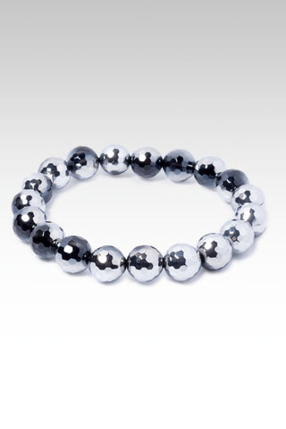 Beaded Silver Plated Black Onyx Bracelet™ - Stretch Bead Bracelet - SARDA™