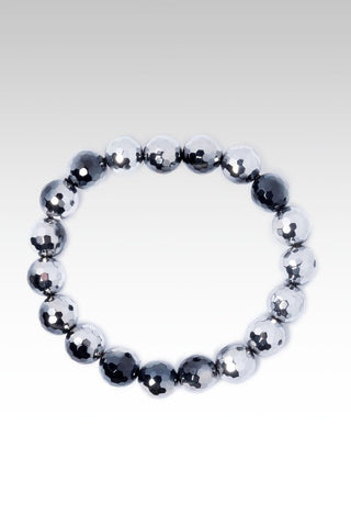 Beaded Silver Plated Black Onyx Bracelet™ - Stretch Bead Bracelet - SARDA™