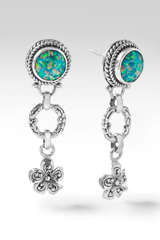 Bloom Bright Earrings™ in Sea Green Simulated Opal - Stud Dangle - SARDA™