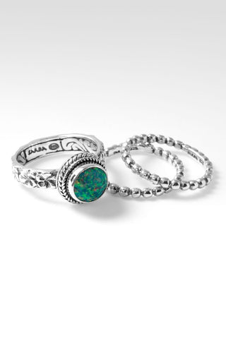 Bloom Bright Ring Set of 3™ in Sea Green Simulated Opal - Stackable - SARDA™