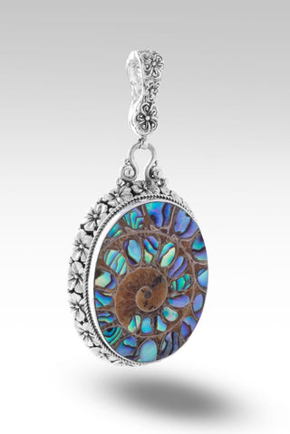 Bloom With Grace Pendant™ in Ammonite with Abalone Inlay - Magnetic Enhancer Bail - SARDA™