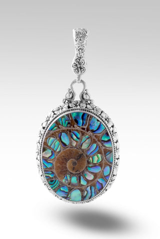 Bloom With Grace Pendant™ in Ammonite with Abalone Inlay - Magnetic Enhancer Bail - SARDA™