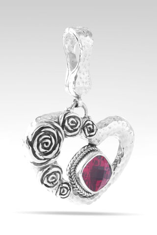 Precious Rose Pendant™ in Red Lab Created Ruby - Magnetic Enhancer Bail - SARDA™