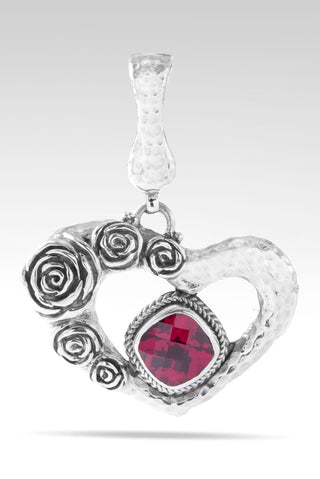 Precious Rose Pendant™ in Red Lab Created Ruby - Magnetic Enhancer Bail - SARDA™