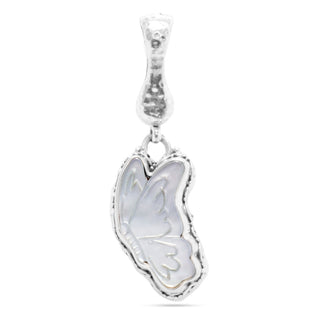 STERLING SILVER TREE OF LIFE MOTHER OF PEARL BUTTERFLY CARVED PENDANT WITH MAGNETIC ENHANCER BAIL™ - Magnetic Enhancer Bail - SARDA™