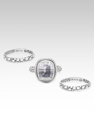 Strength of My Soul Ring Set of 3™ in White Quartz - Stackable - SARDA™