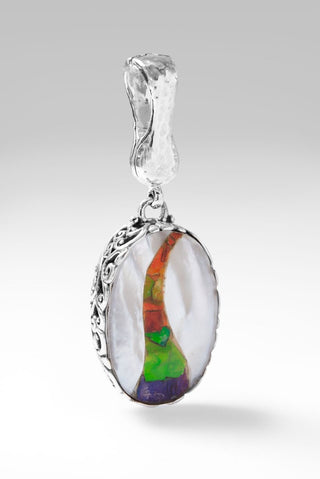 With a Purpose Pendant™ in White Mother of Pearl with Ammolite Inlay - Magnetic Enhancer Bail - SARDA™