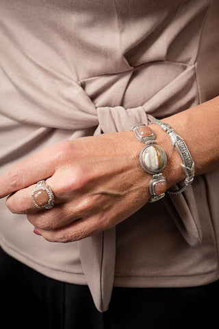 One That Never Ends Bracelet™ in Ocean Jasper & Peach Sunstone