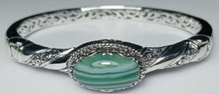 Forgiveness Given Bangle Bracelet™ in Green Banded Agate 6.25
