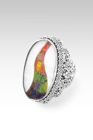 With a Purpose Ring™ in White Mother of Pearl with Ammolite Inlay Tree of Life / 5 / White Mother of Pearl Ammolite Inlay Doublet