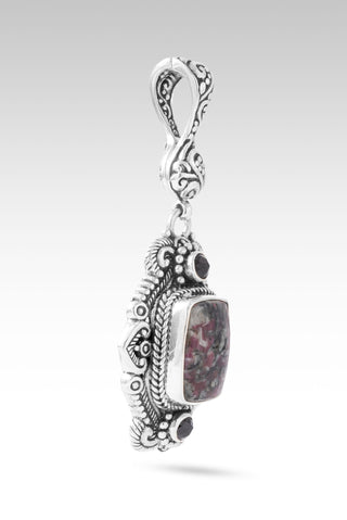 Overflowing Mercy Pendant™ in Eudialyte & Black Spinel