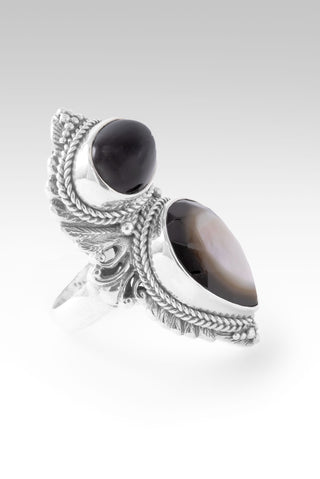 Lord, I Need U Ring™ in Black Mother of Pearl & Black Star Diopside 5