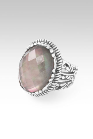 Song of Revival Ring™ in Rainbow Champagne Mother of Pearl Quartz 5 / Tree Of Life / Rainbow Champagne Mother Of Pearl Quartz Doublet