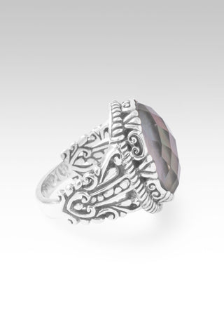 Song of Revival Ring™ in Rainbow Champagne Mother of Pearl Quartz 5 / Tree Of Life / Rainbow Champagne Mother Of Pearl Quartz Doublet