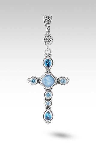 Call To Broken Pendant™ in Blue Quartz Mother Of Pearl, London Blue Topaz, Blue Zircon & Swiss Blue Topaz