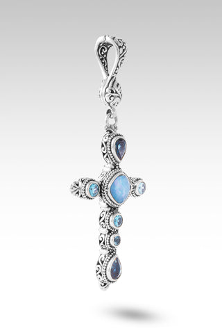Call To Broken Pendant™ in Blue Quartz Mother Of Pearl, London Blue Topaz, Blue Zircon & Swiss Blue Topaz