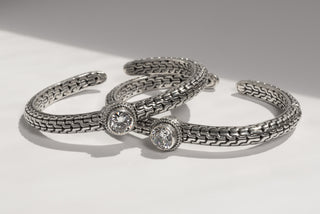 Chainlink and Moissanite Sterling Silver Bracelets by SARDA™