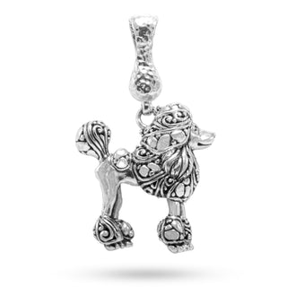 Sterling Silver Watermark & Filigree Poodle Pendant With Magnetic Enhnacer Bail™