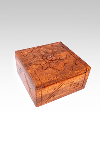 🎁 4" X 4" Carved Floral Wooden Box (100% off) - only found at SARDA™