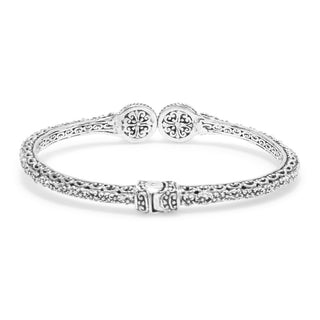 Sterling Silver Frangipani Pearl Bangle Bracelet