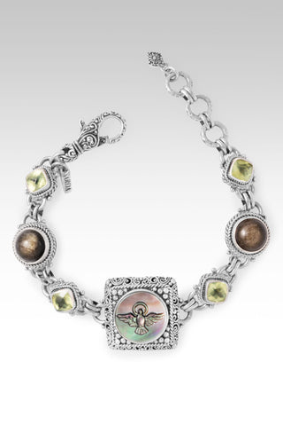 Lifted by His Word Bracelet™ in Black Mother of Pearl, Golden Obsidian & Prehnite 6.75 - 7.5
