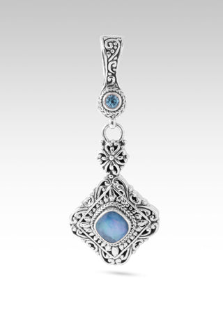 His Love Set Free Pendant™ in Blue Quartz Mother of Pearl & Swiss Blue Topaz