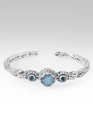 Love One Another Cuff Bracelet™ in Blue Quartz Mother of Pearl & Swiss Blue Topaz