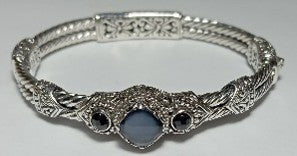 U Gave Me Everything Bangle Bracelet™ in Black Onyx Mother of Pearl Quartz & Black Spinel