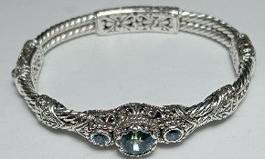 Faith Made Stronger Bangle Bracelet™ in Cockatoo Daze™ Mystic Quartz & Swiss Blue Topaz 6.25