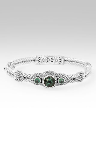 Faith Made Stronger Bangle Bracelet™ in Green Fluorite & Bali Hai™ Mystic Topaz 6.75