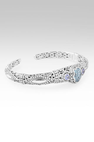 Surrender Brings Peace Cuff Bracelet™ in Arctic Blue Topaz & Tanzanite 6.25