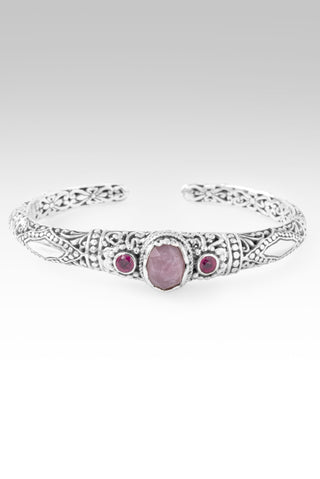 Surrender Brings Peace Cuff Bracelet™ in Pink Tourmaline & Quartz Doublet & Red Ruby 6.25