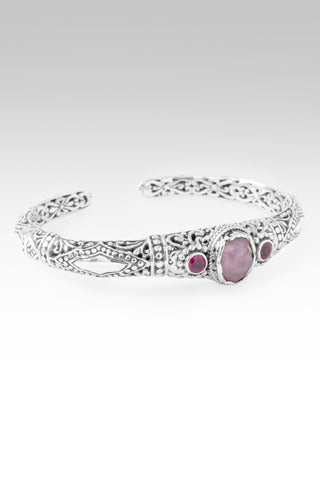 Surrender Brings Peace Cuff Bracelet™ in Pink Tourmaline & Quartz Doublet & Red Ruby 6.25
