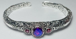Surrender Brings Peace Cuff Bracelet™ in Rainbow Volcanic Quartz & Ultra™ Mystic Topaz 6.25