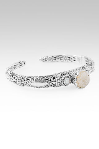 Peace in & Thru It Cuff Bracelet™ in White Mother of Pearl & Freshwater Pearl 6.25