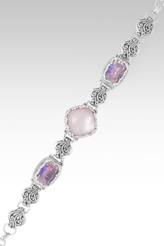 Workin' 4 UR Good Always Bracelet™ in Rose Quartz Pink Mother of Pearl & Lilac Rose De France™ Mystic Quartz 6.75 - 7.5 / Tree Of Life / Rose Quartz Pink Mother Of Pearl Doublet, Lilac Rose De France™ Mystic Quartz