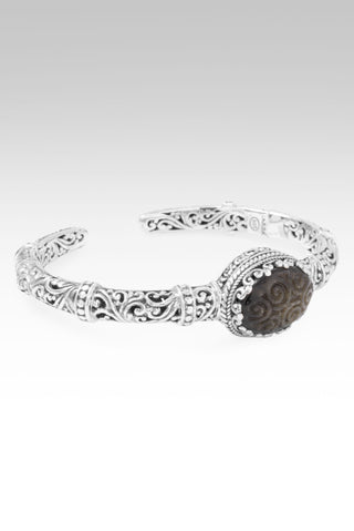 Spirit of Living God Cuff Bracelet™ in Golden Sheen Obsidian Carved Swirl 6.25 / Tree Of Life / Golden Sheen Obsidian