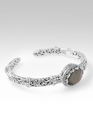 Spirit of Living God Cuff Bracelet™ in Rainbow Champagne Mother Of Pearl Quartz 6.25 / Tree Of Life / Rainbow Champagne Mother Of Pearl Quartz Doublet