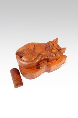 🎁 5" X 3" X 2" Carved Wooden Cat Puzzle Box (100% off) - only found at SARDA™