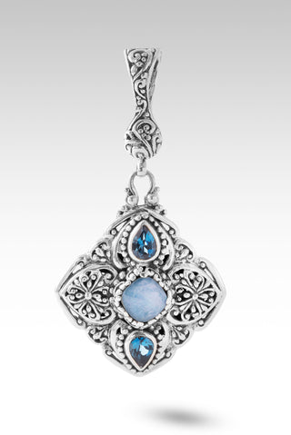 Gratitude Wins Pendant™ in Blue Quartz Mother of Pearl & London Blue Topaz