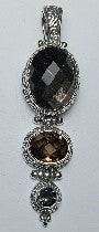 Never Forgotten Pendant™ in Golden Sunstone, Smoky Quartz & Odyssey Black Knight™ Mystic Quartz