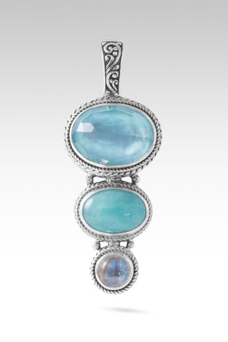 Sees My Worth Pendant™ in Paraiba Mother of Pearl Quartz, Amazonite & Rainbow Moonstone