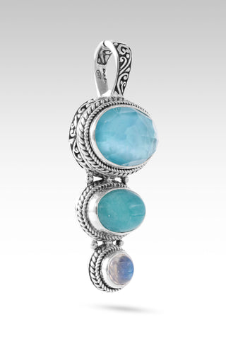 Sees My Worth Pendant™ in Paraiba Mother of Pearl Quartz, Amazonite & Rainbow Moonstone