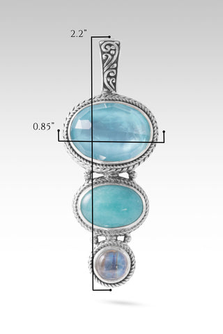 Sees My Worth Pendant™ in Paraiba Mother of Pearl Quartz, Amazonite & Rainbow Moonstone