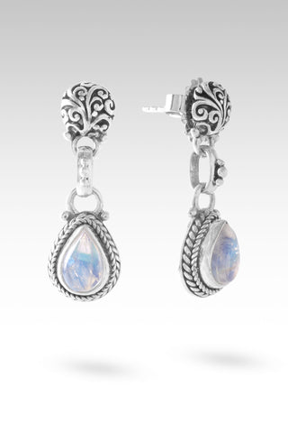 World Breaks, He Mends Earrings™ in Rainbow Moonstone Tree Of Life / Rainbow Moonstone, Sterling Silver Paddlebacks