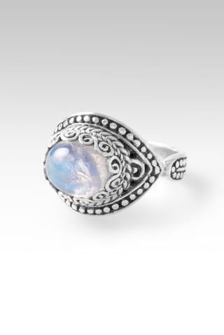 World Breaks, He Mends Ring™ in Rainbow Moonstone 5 / Tree Of Life / Rainbow Moonstone
